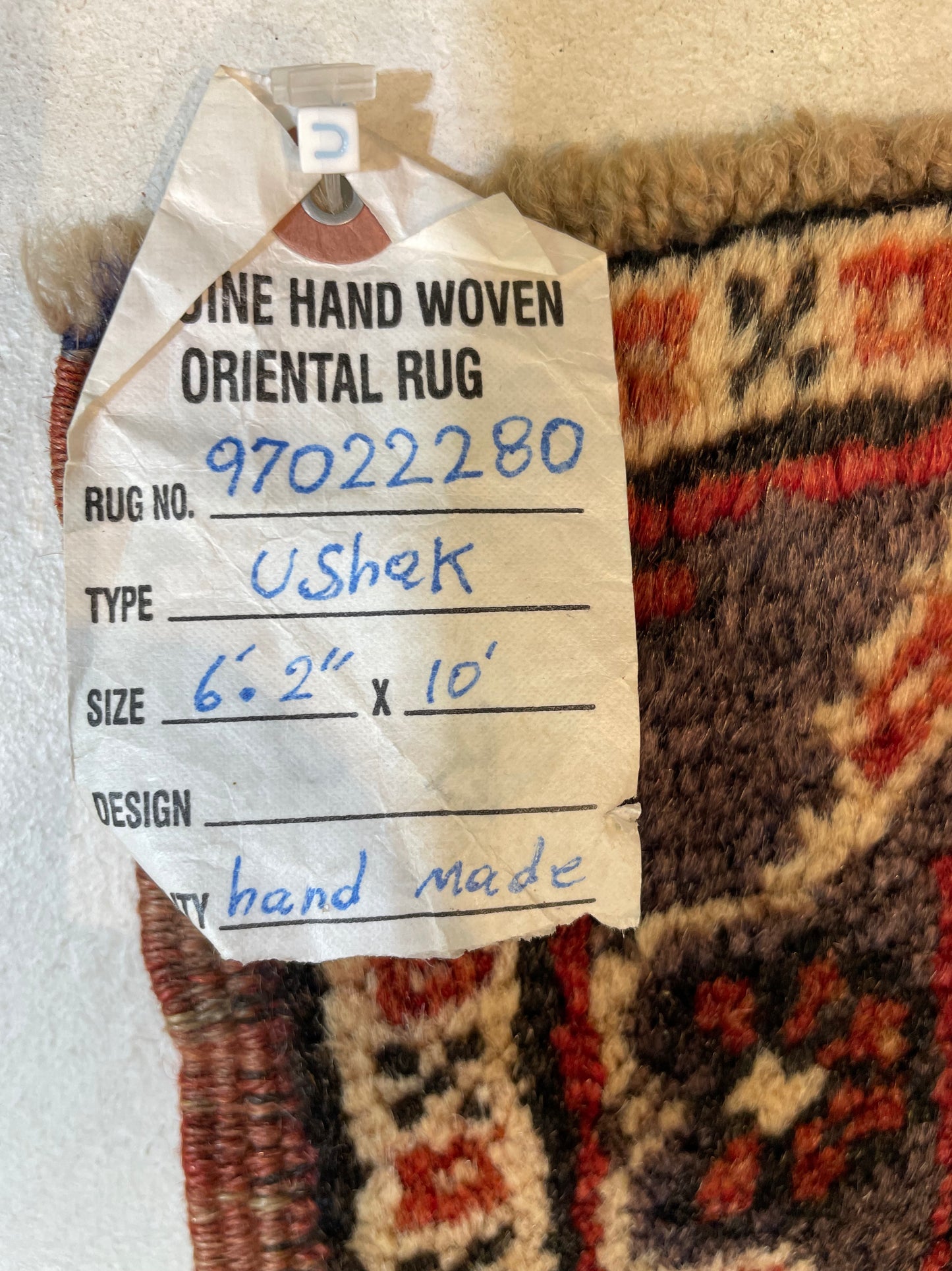 Hand-Knotted Wool Rug Turkish Oushak 6'2" x 10'