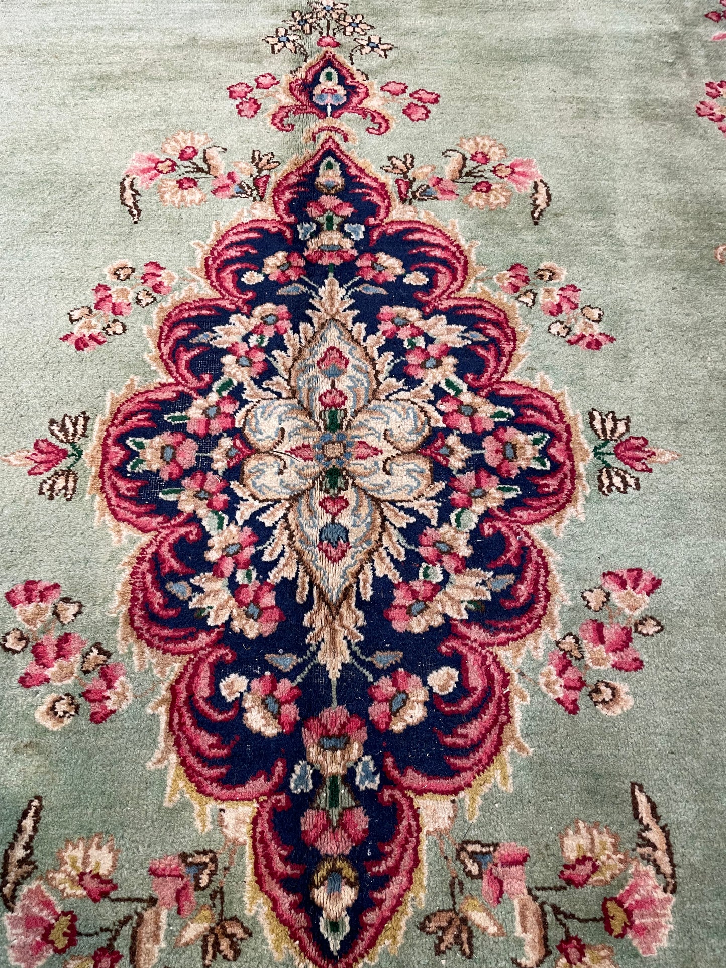 Hand-Knotted Wool Rug Kerman 6'1" x 8'11"