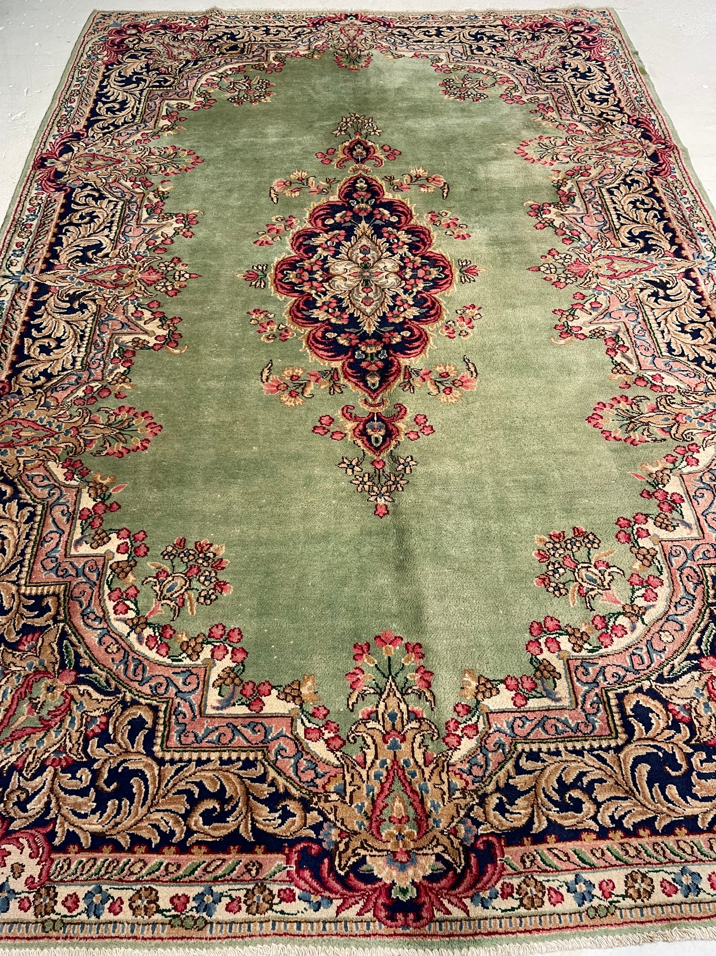 Hand-Knotted Wool Rug Kerman 6'1" x 8'11"
