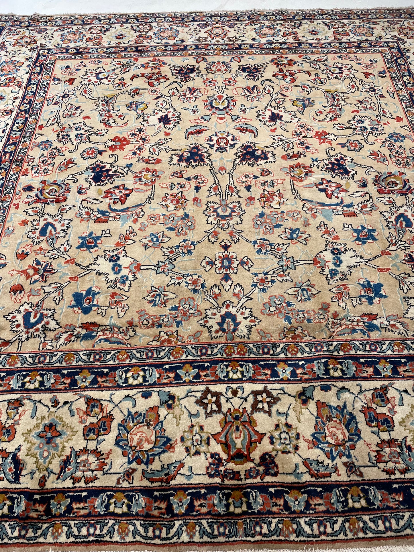Hand-Knotted Wool Rug Isfahan 8' x 8'