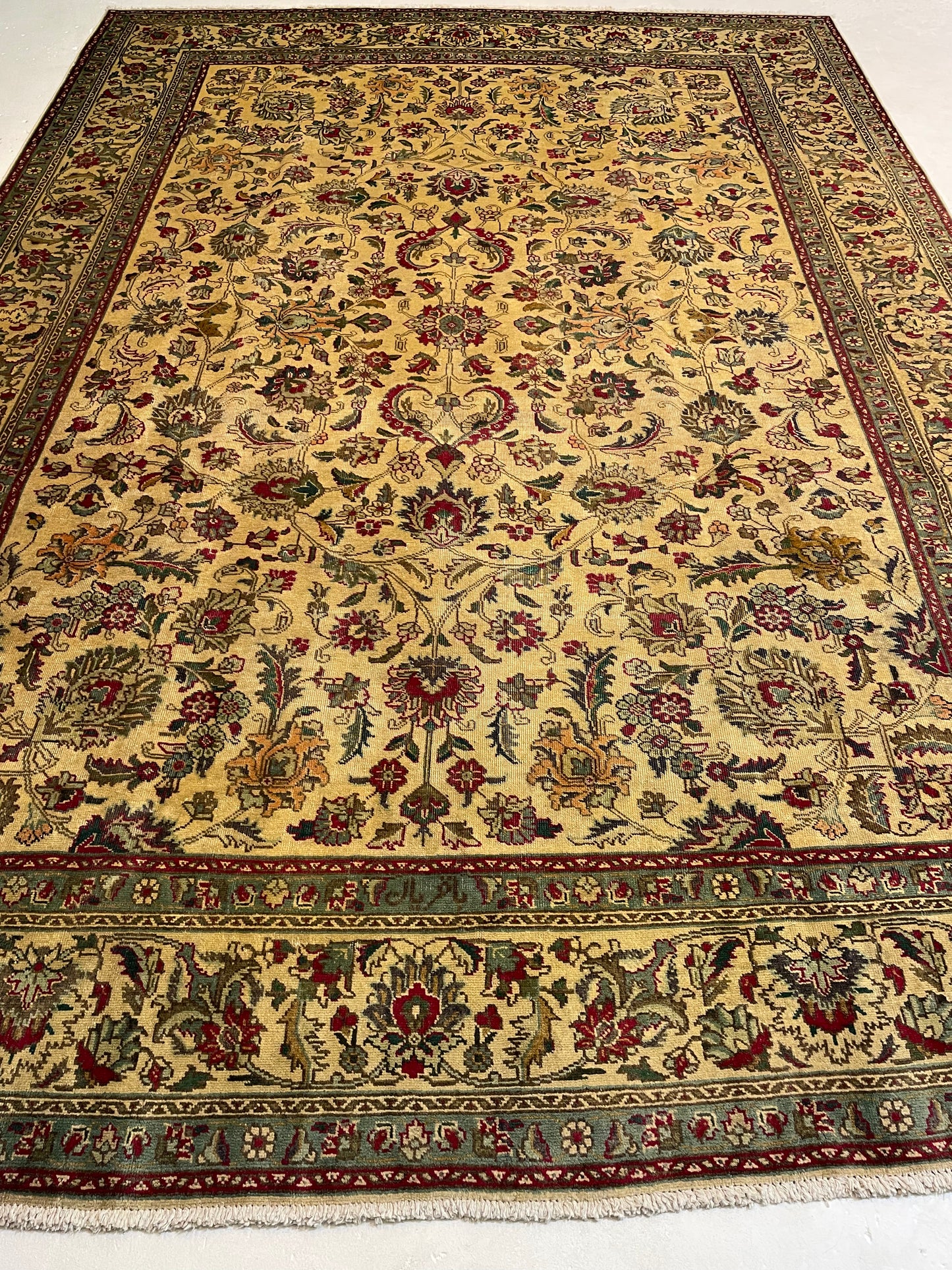 Hand-Knotted Wool Rug Tabriz Tea Washed 8'1" x 11'3"