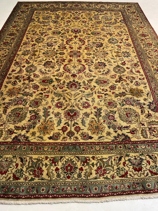 Hand-Knotted Wool Rug Tabriz Tea Washed 8'1" x 11'3"
