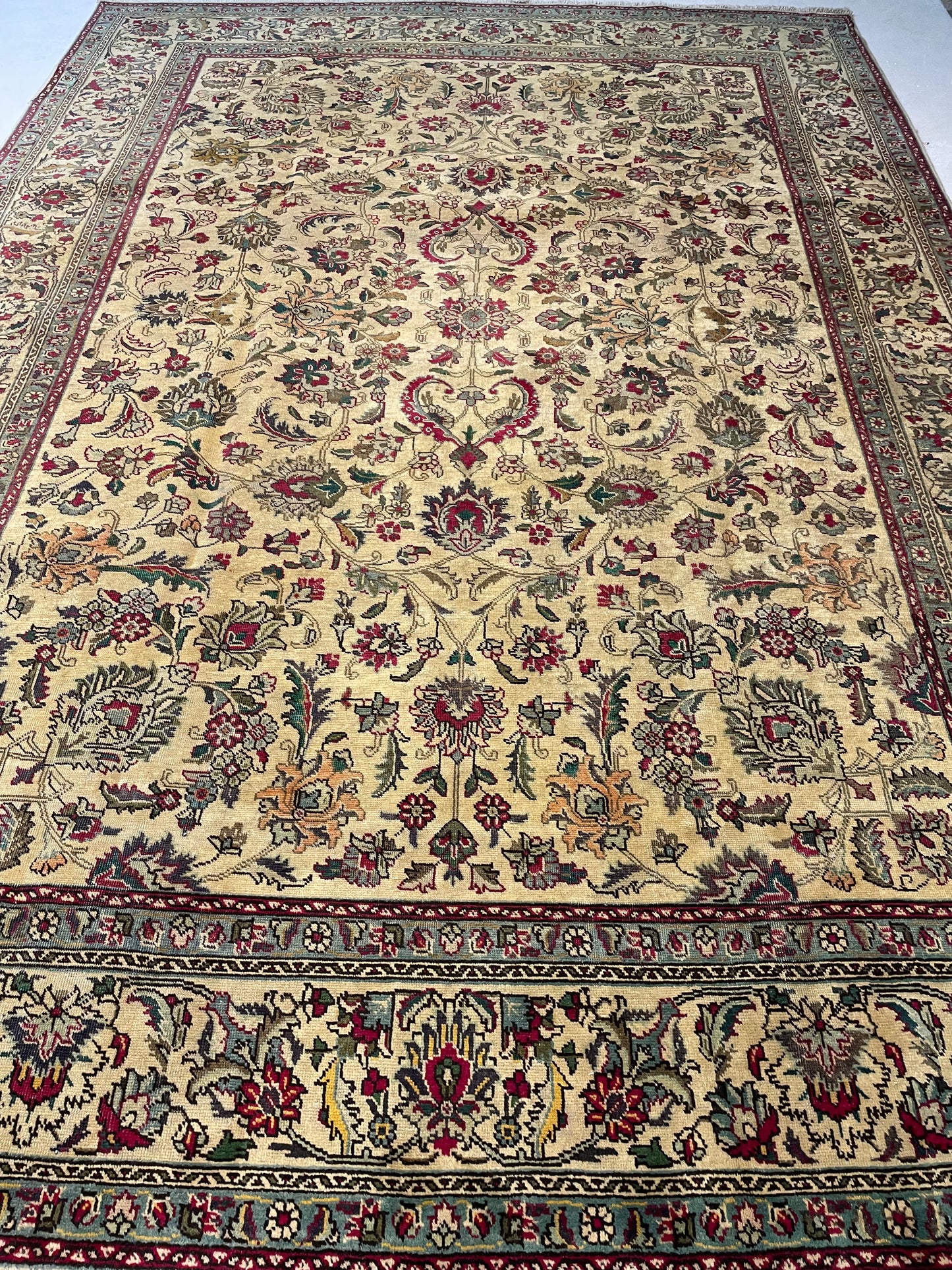 Hand-Knotted Wool Rug Tabriz Tea Washed 8'1" x 11'3"