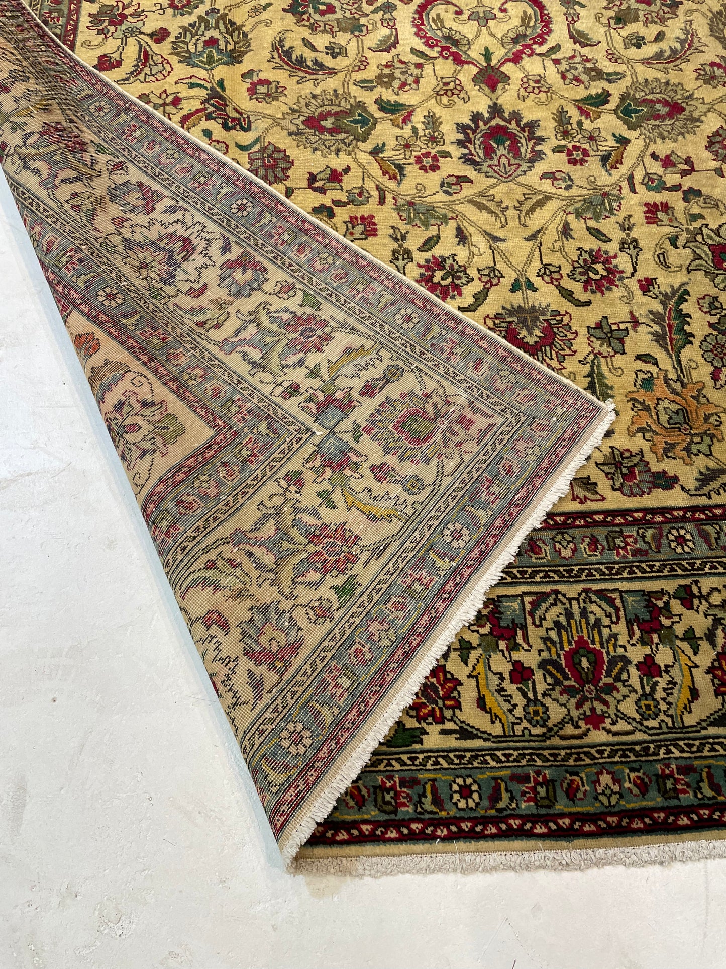 Hand-Knotted Wool Rug Tabriz Tea Washed 8'1" x 11'3"