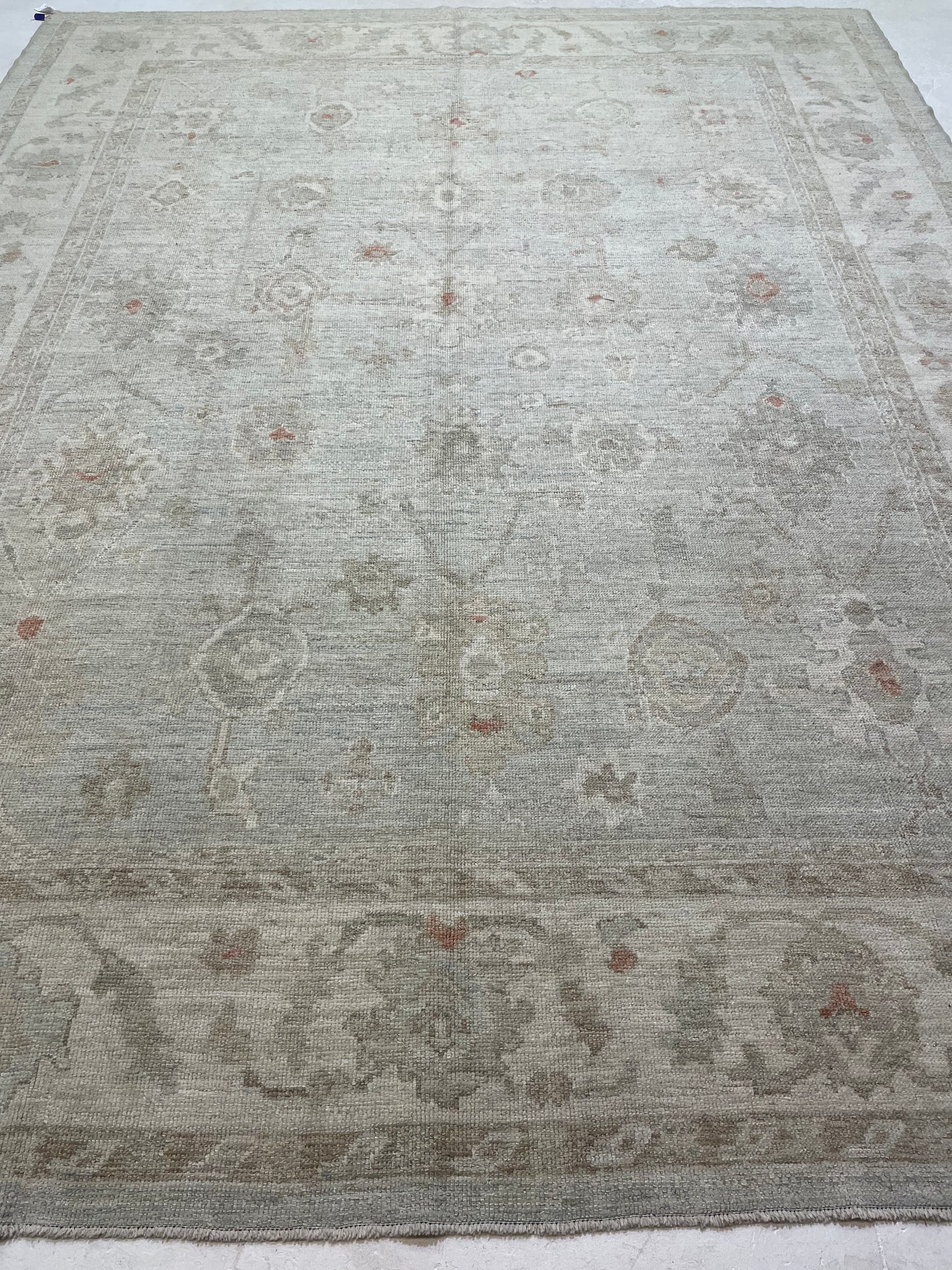 Hand-Knotted Wool Rug Turkish Oushak 9'2" x 11'10"