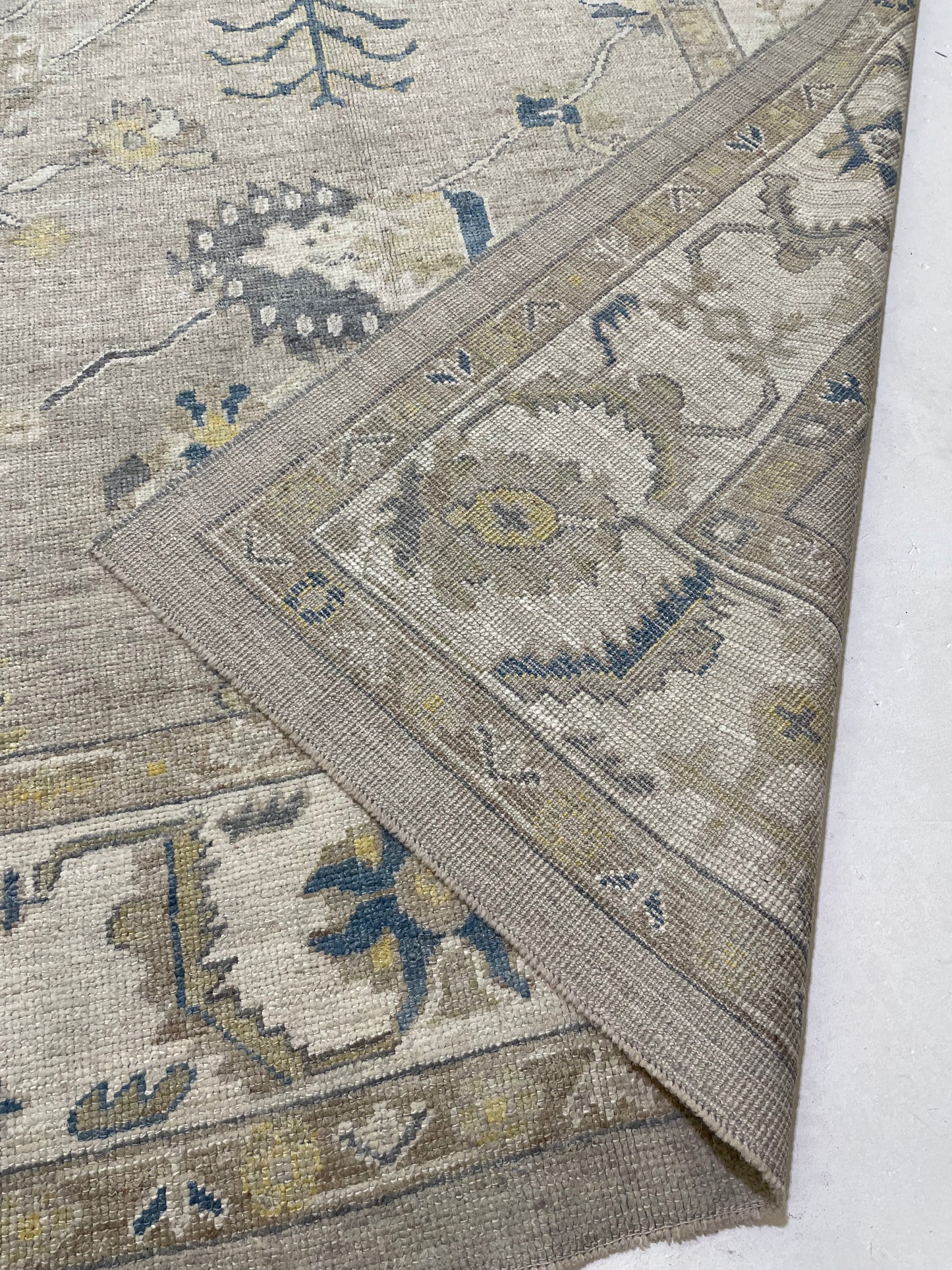 Hand-Knotted Wool Rug Turkish Oushak 9'7" x 12'11"