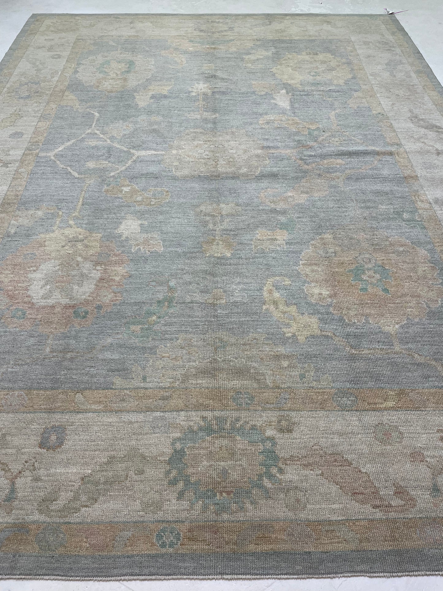 Hand-Knotted Wool Rug Turkish Oushak 9'3" x 12'5"
