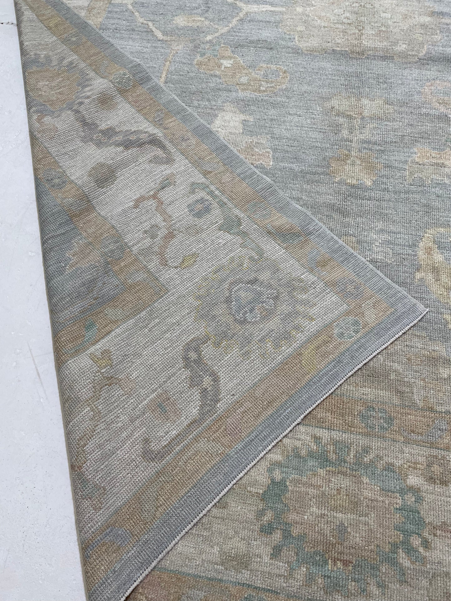 Hand-Knotted Wool Rug Turkish Oushak 9'3" x 12'5"