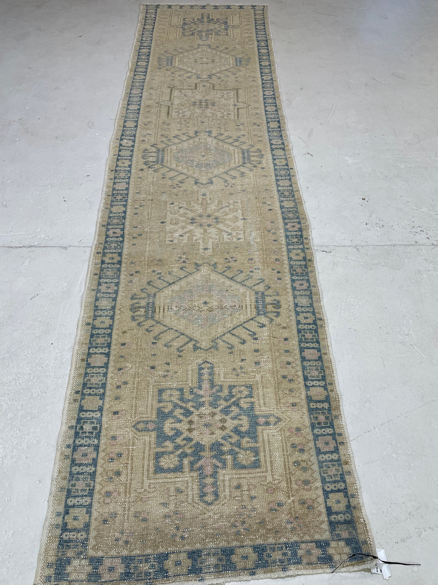Hand-Knotted Wool Runner Turkish Oushak 2'10" x 10'9"