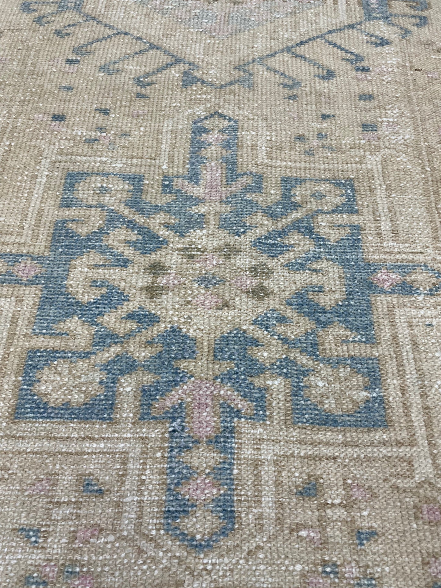 Hand-Knotted Wool Runner Turkish Oushak 2'10" x 10'9"