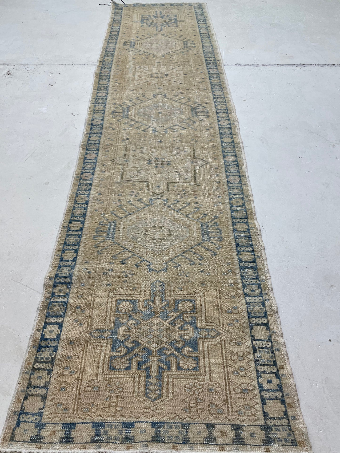 Hand-Knotted Wool Runner Turkish Oushak 2'10" x 10'9"