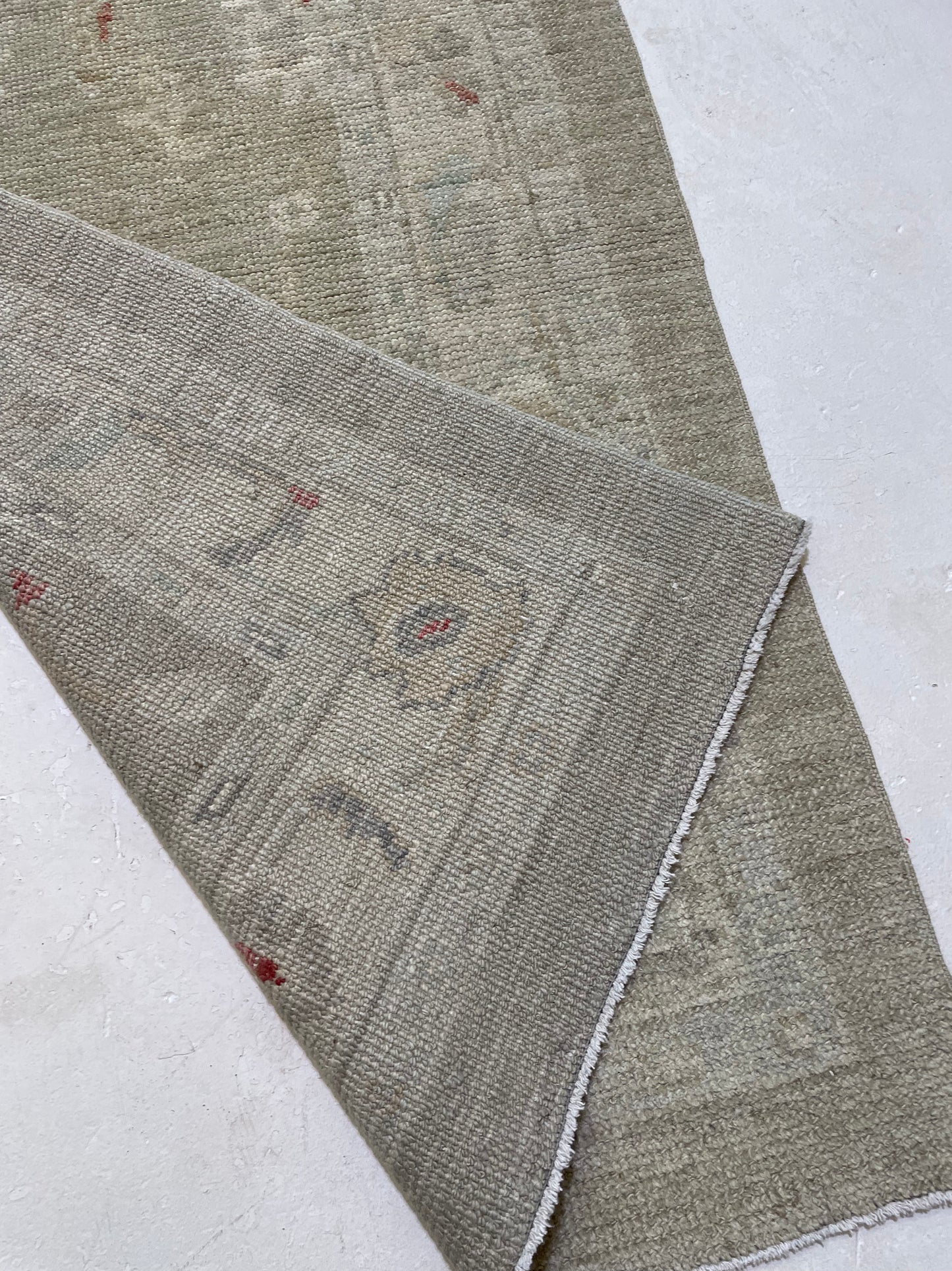 Hand-Knotted Wool Runner Turkish Oushak 2'8" x 12'6"