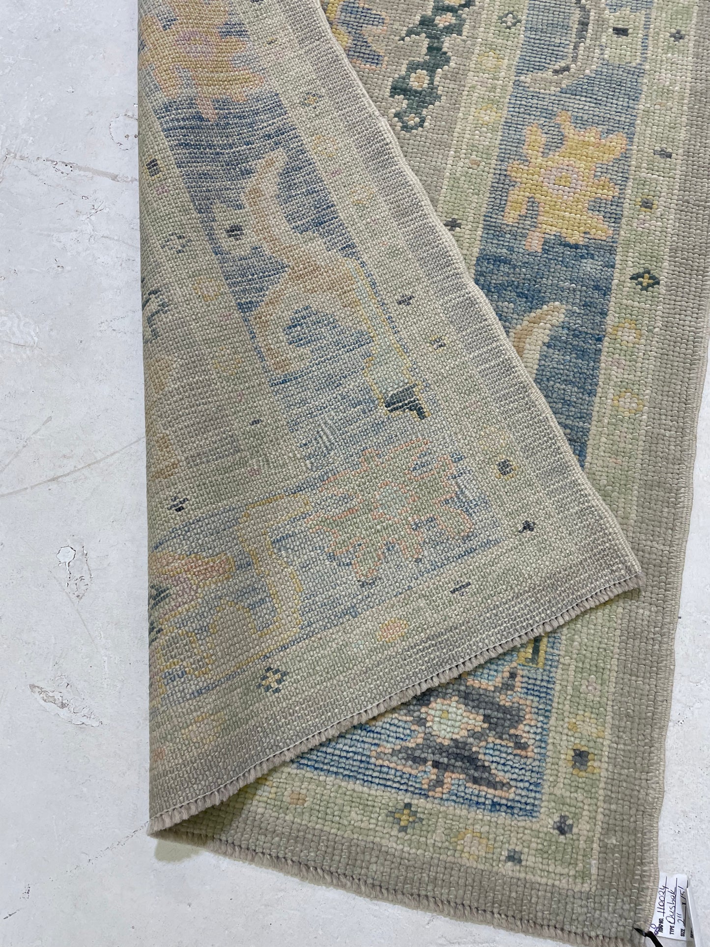 Hand-Knotted Wool Rug Turkish Oushak 2'11" x 15'1"