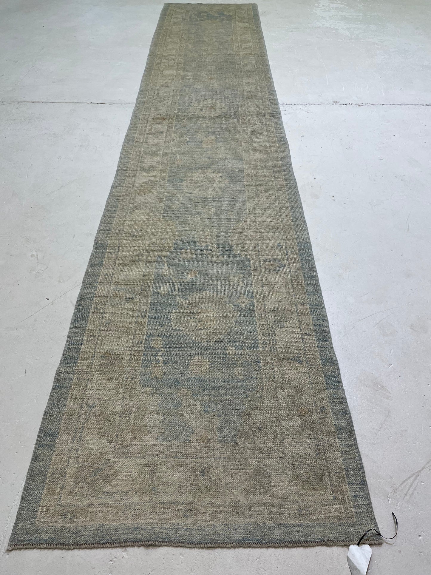Hand-Knotted Wool Rug Turkish Oushak 2'9" x 15'8"