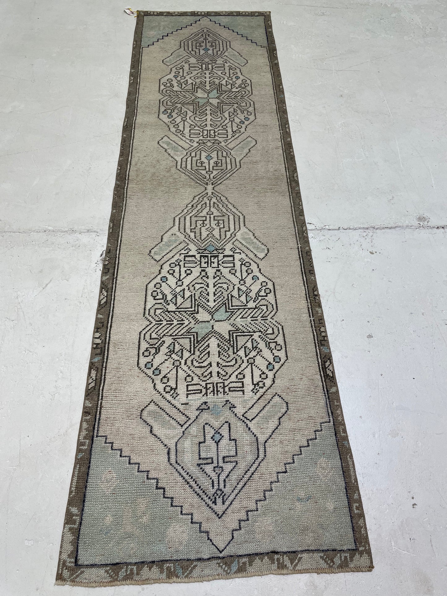 Hand-Knotted Wool Runner Turkish Oushak 2'3" x 8'