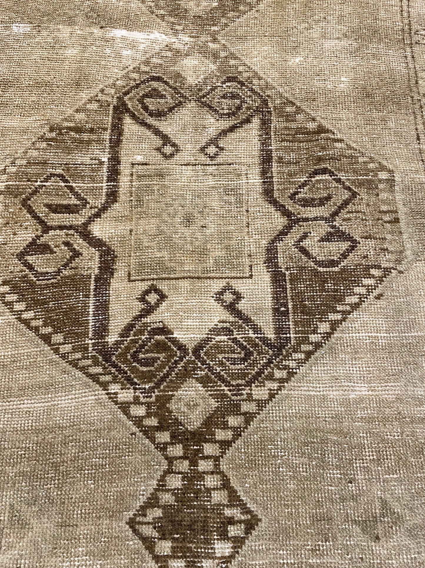 Hand-Knotted Wool Runner Turkish Oushak 3'2" x 8'4"