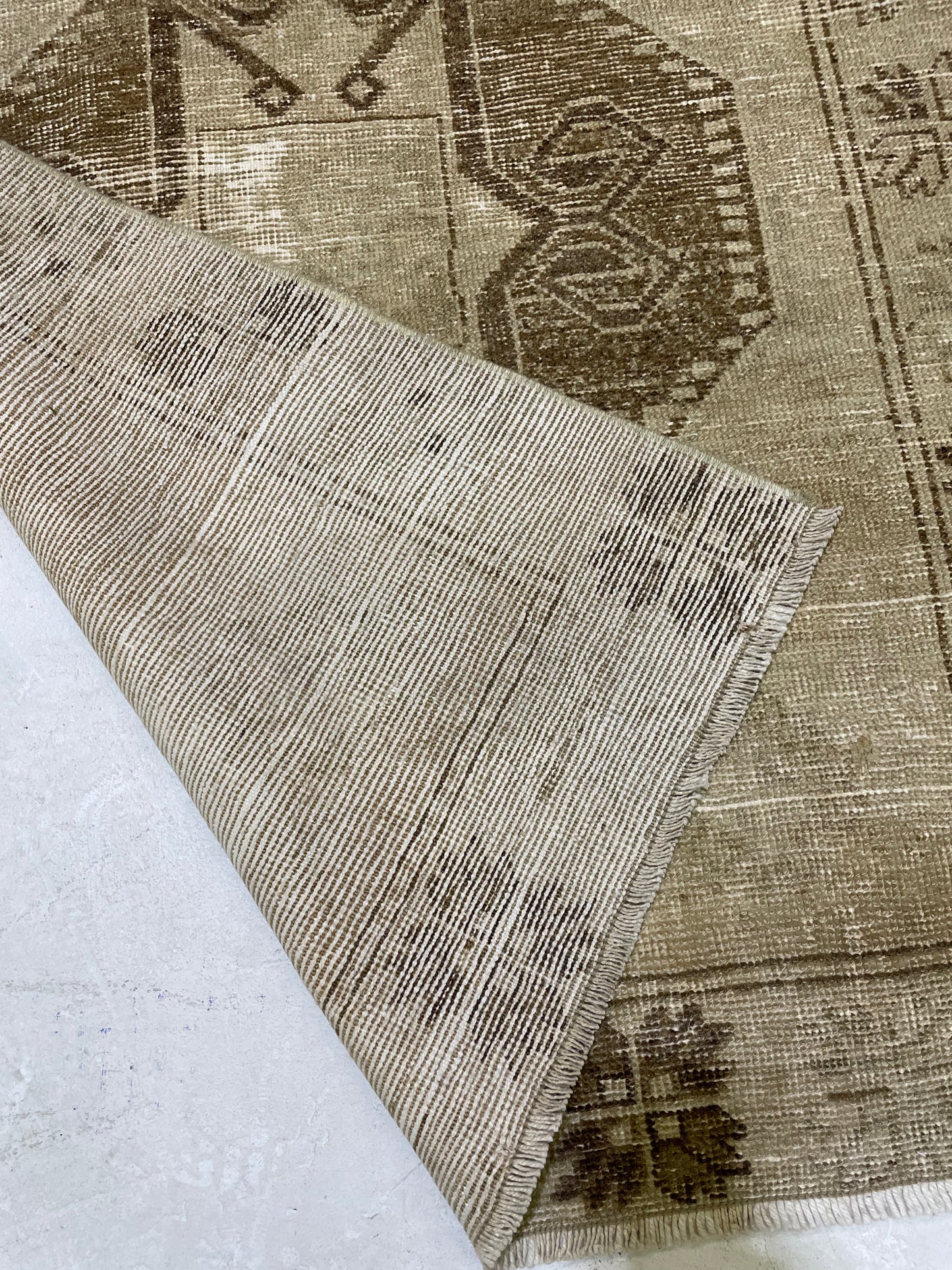 Hand-Knotted Wool Runner Turkish Oushak 3'2" x 8'4"