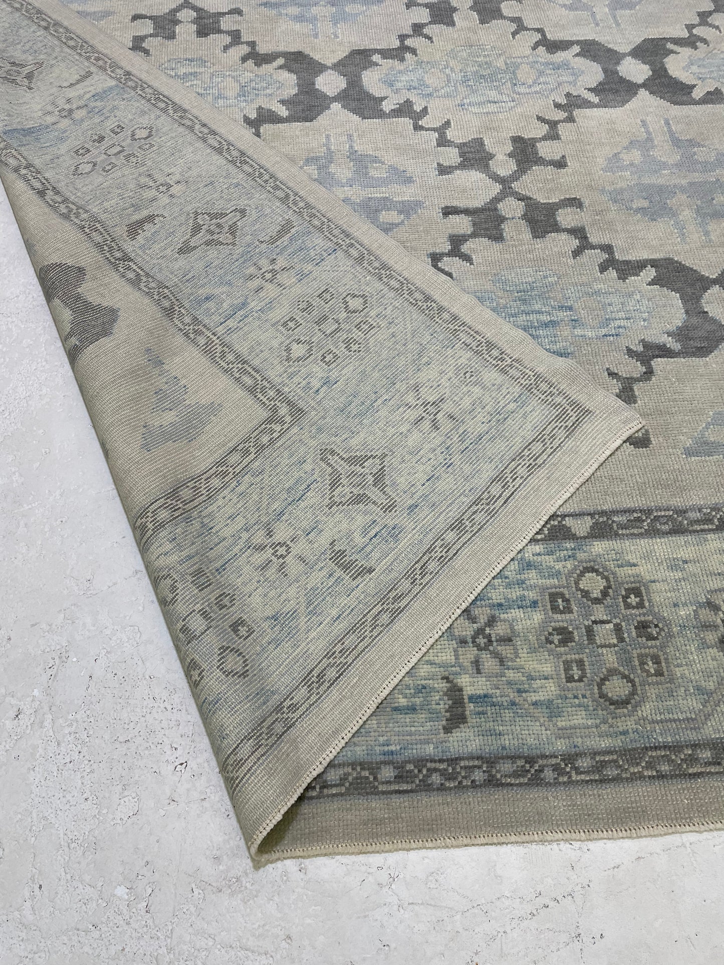 Hand-Knotted Wool Rug Turkish Oushak 9'7" x 12'1"