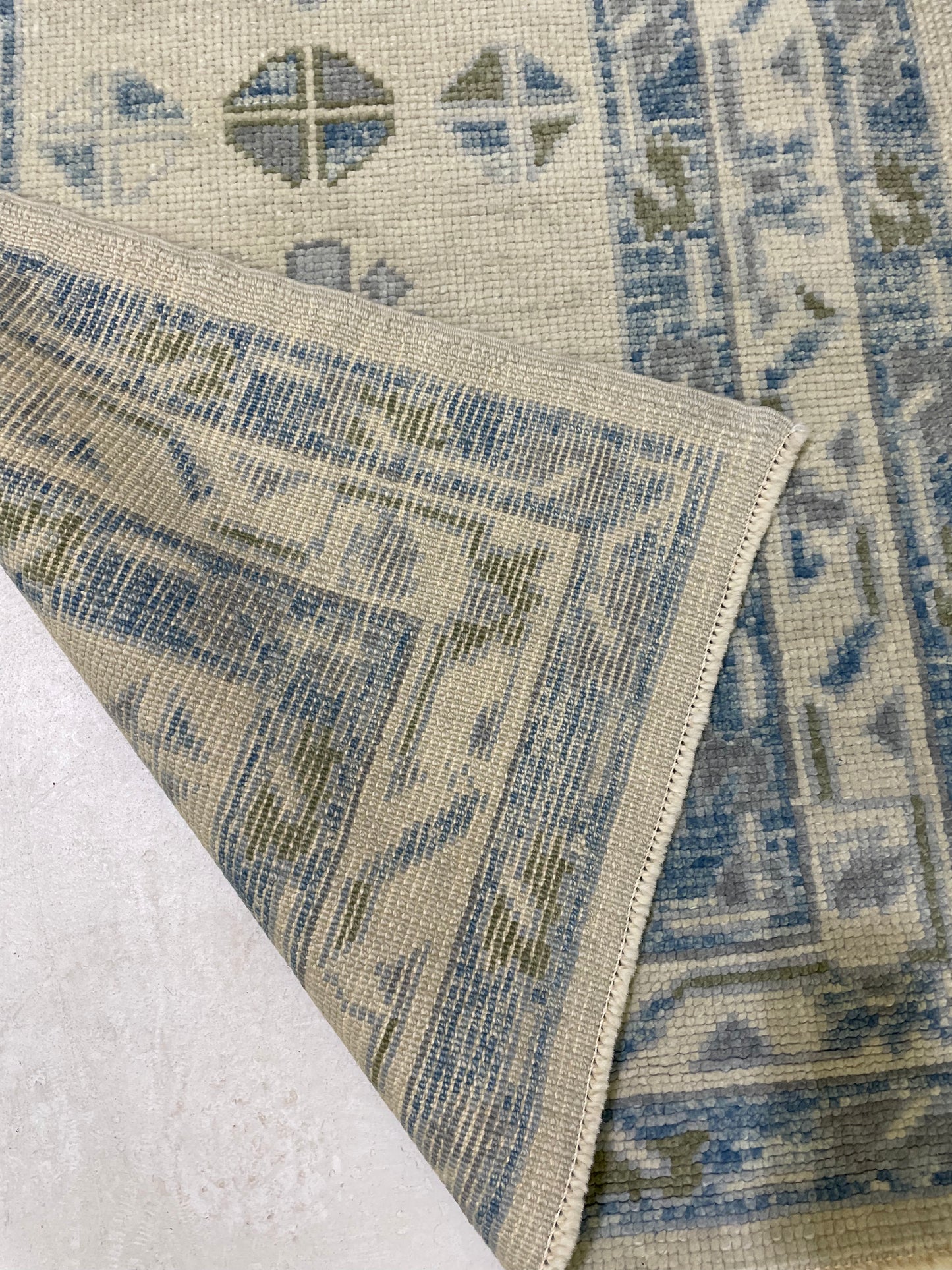 Hand-Knotted Wool Runner Turkish Oushak 2'11" x 8'6"