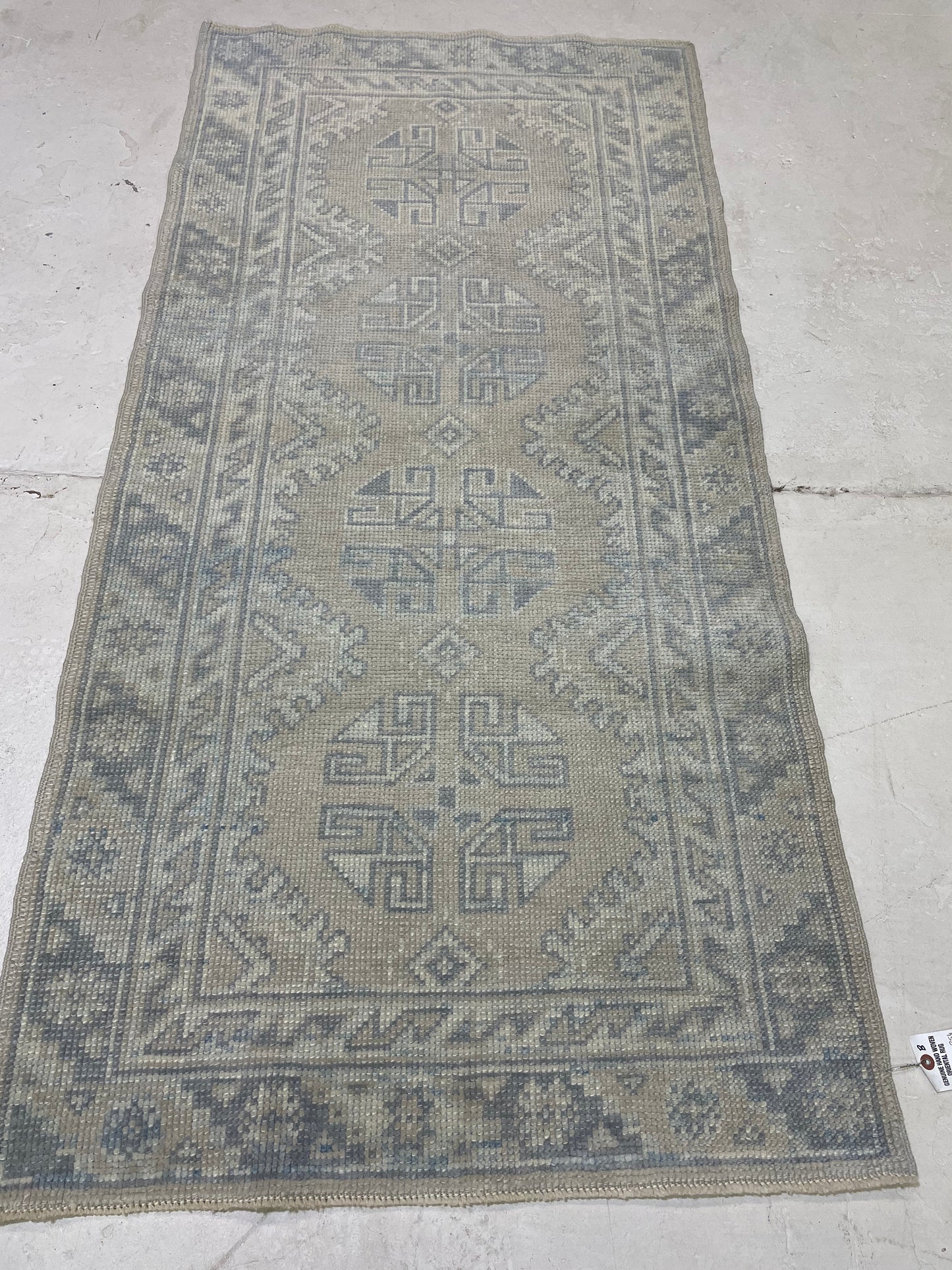 Hand-Knotted Wool Runner Turkish Oushak 2'11" x 6'