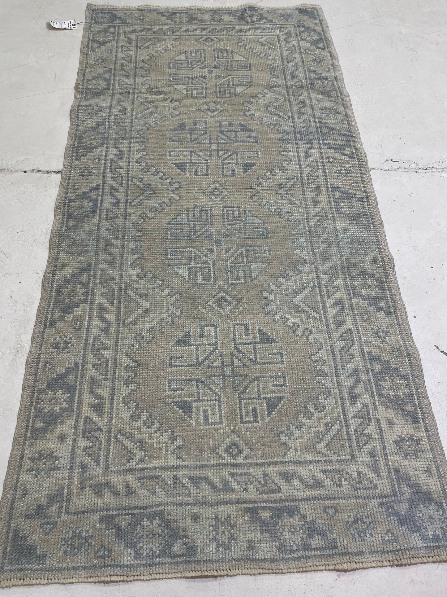 Hand-Knotted Wool Runner Turkish Oushak 2'11" x 6'