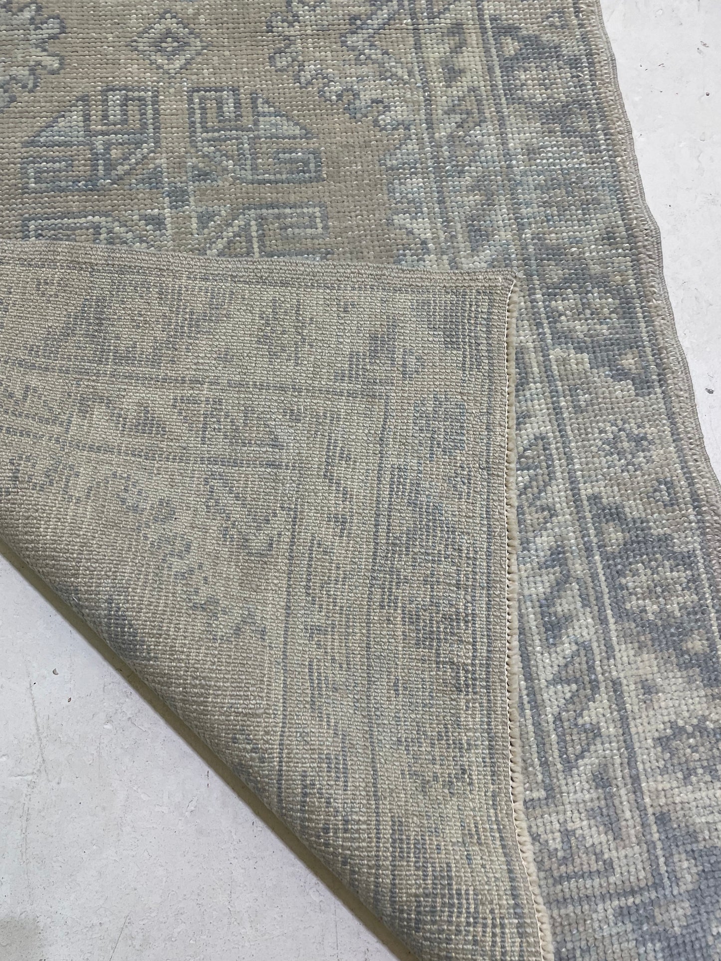 Hand-Knotted Wool Runner Turkish Oushak 2'11" x 6'