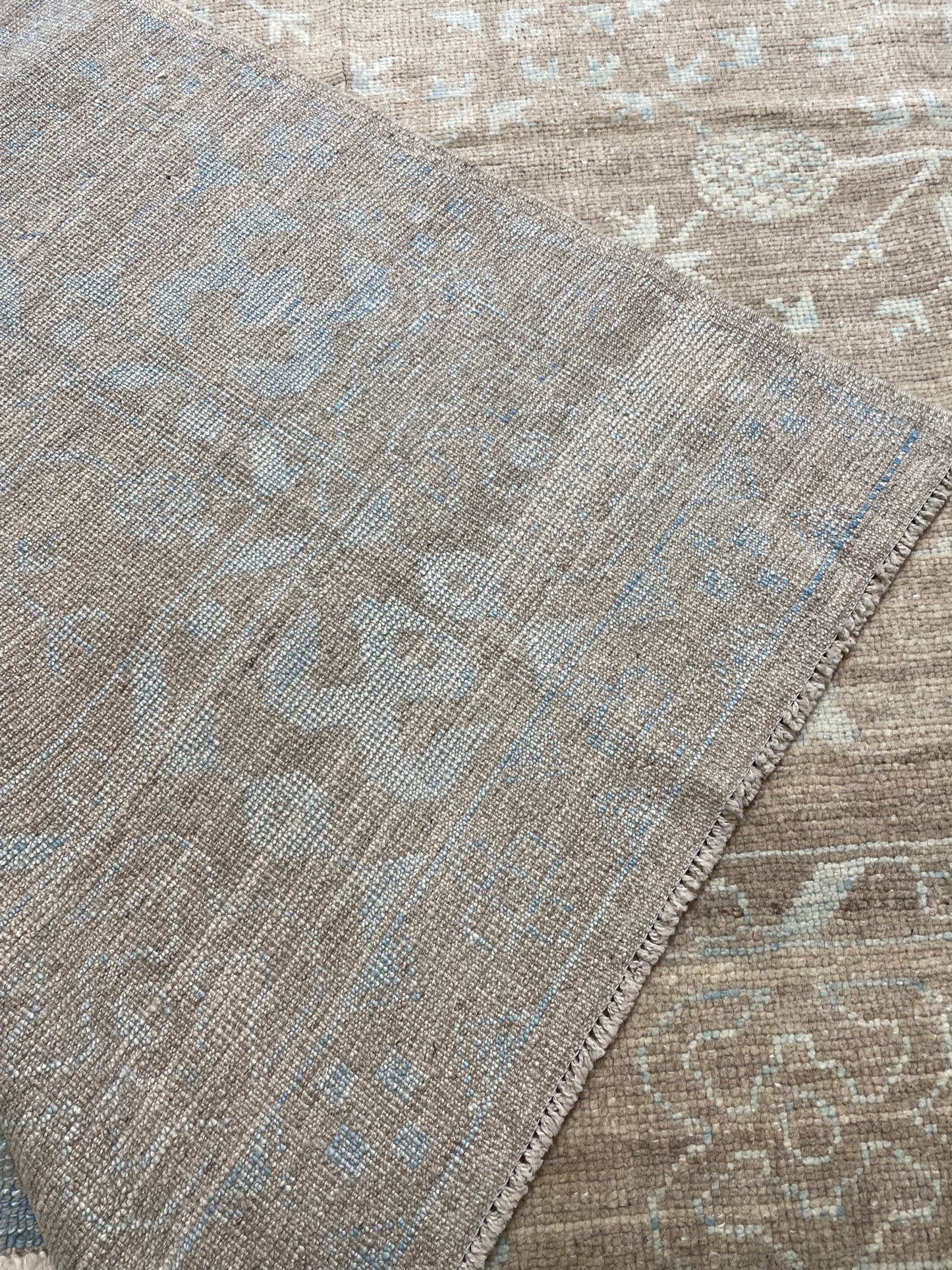 Hand-Knotted Wool Rug Turkish Oushak Khotan Design 9' x 12'