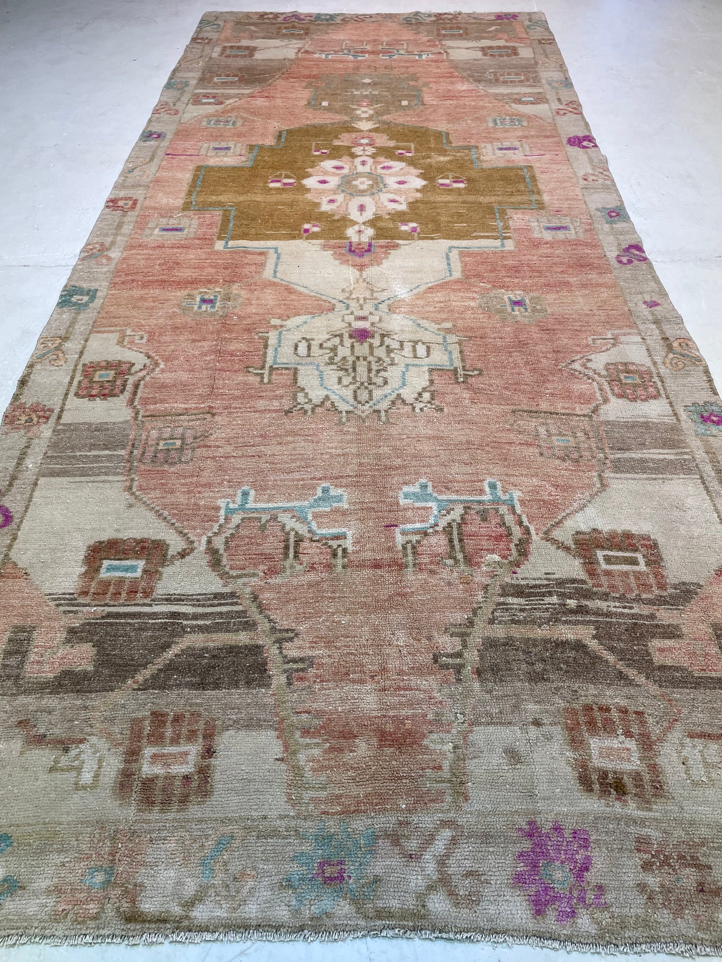 Hand-Knotted Wool Gallery Size Turkish Oushak 6' x 13'5"