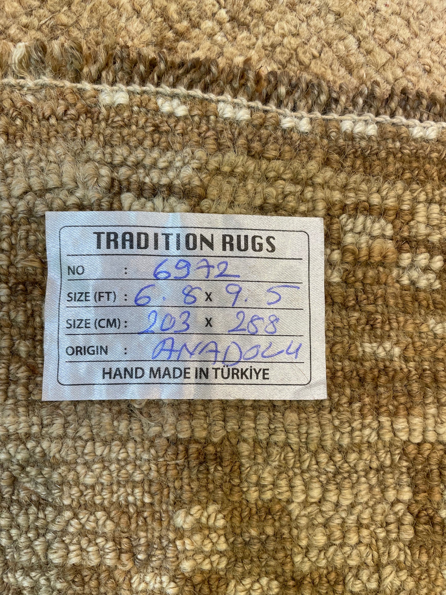 Hand-Knotted Wool Rug Turkish Oushak 6'8" x 9'5"