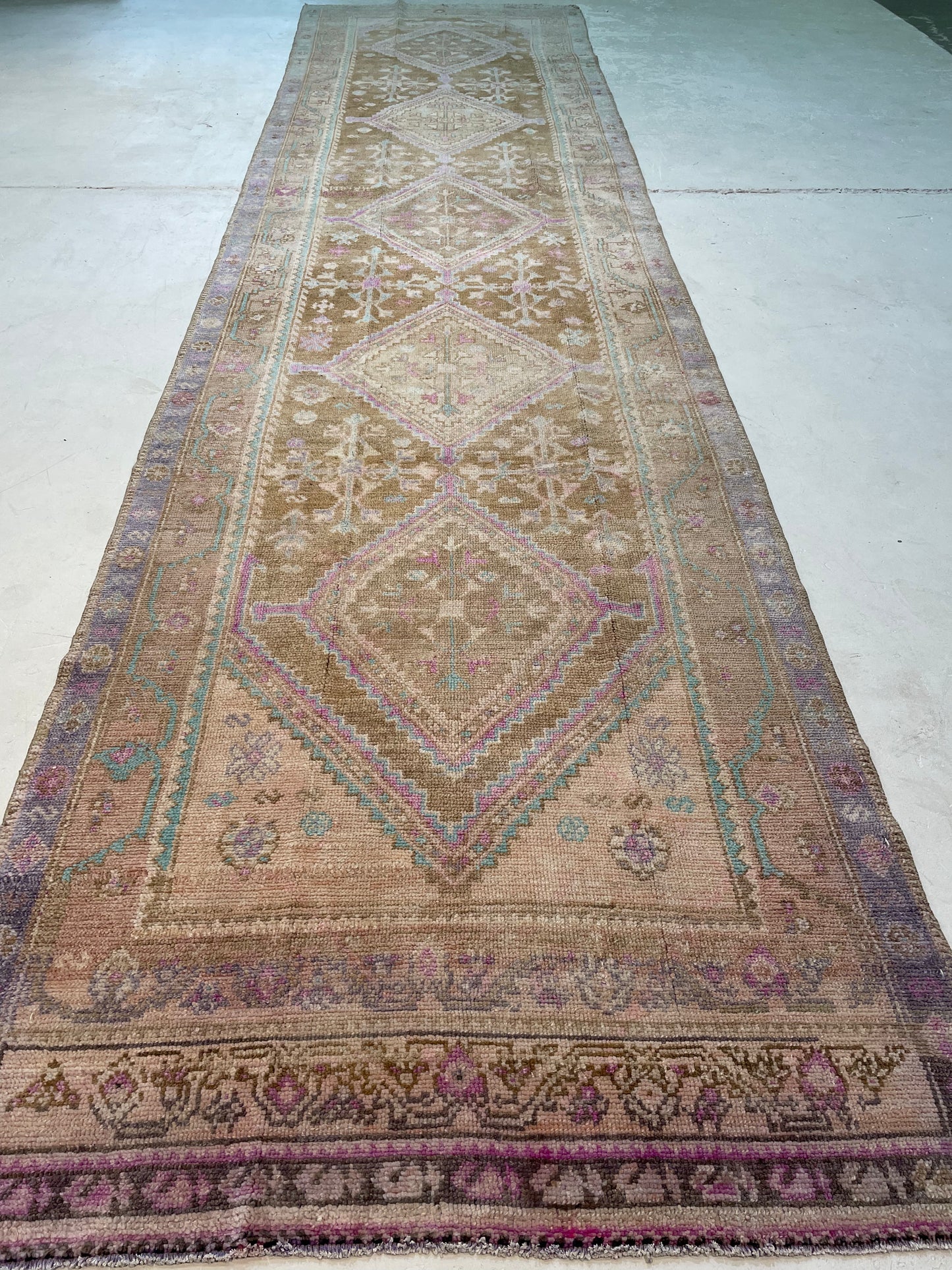 Hand-Knotted Wool Gallery Size Turkish Oushak 4'7" x 10'8"