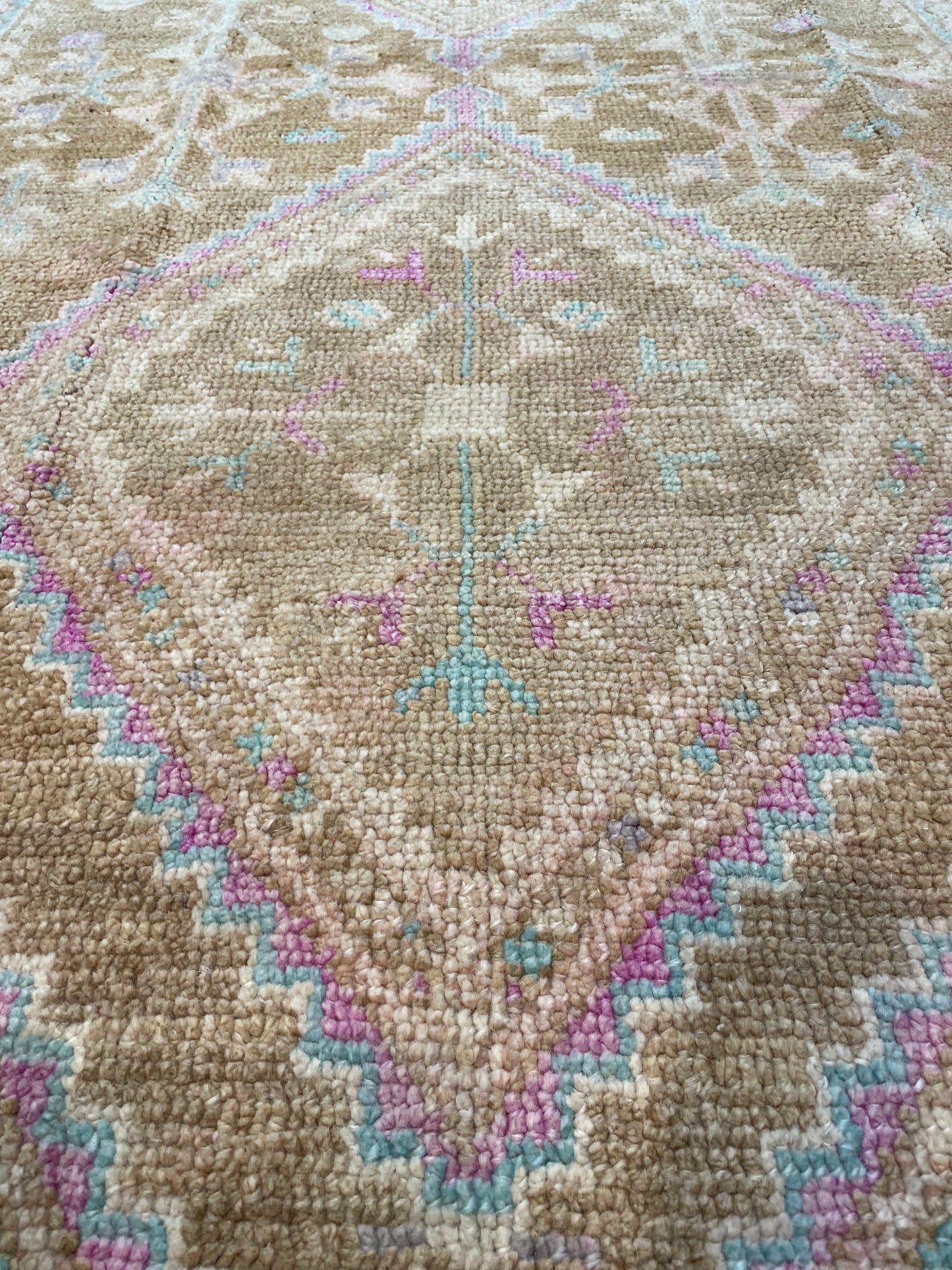Hand-Knotted Wool Gallery Size Turkish Oushak 4'7" x 10'8"