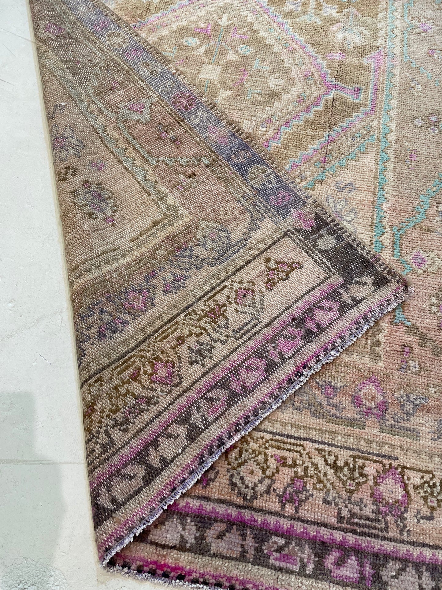 Hand-Knotted Wool Gallery Size Turkish Oushak 4'7" x 10'8"