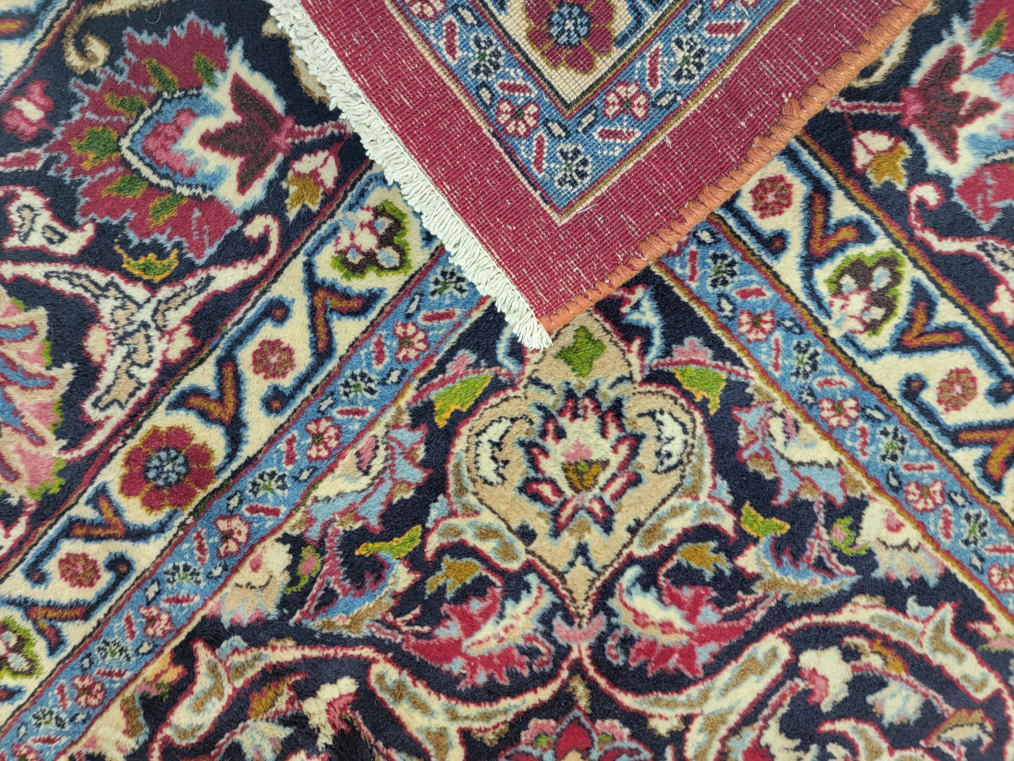 Hand-Knotted Wool Rug Kashan Medallion 10' x 13'