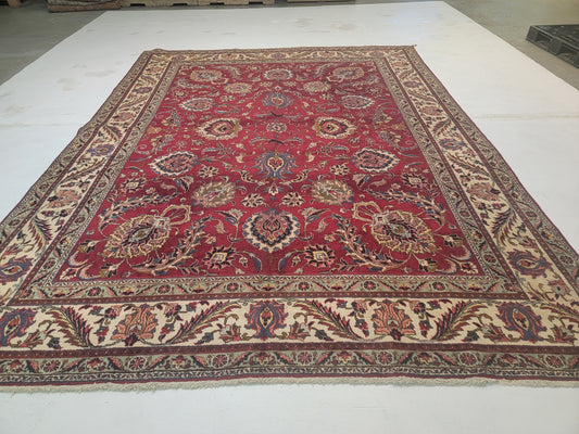 Hand-Knotted Wool Rug Tabriz allover design 9'2" x 11'9"