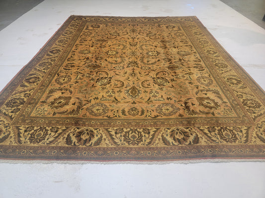 Hand-Knotted Wool Rug Tabriz Tea wash 9'11" x 12'6"