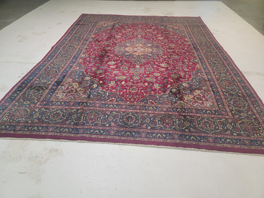 Hand-Knotted Wool Rug Mashad 9'6" x 12'9"