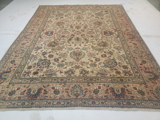 Hand-Knotted Wool Rug Allover Design Tabriz  9'7" x 12'6"