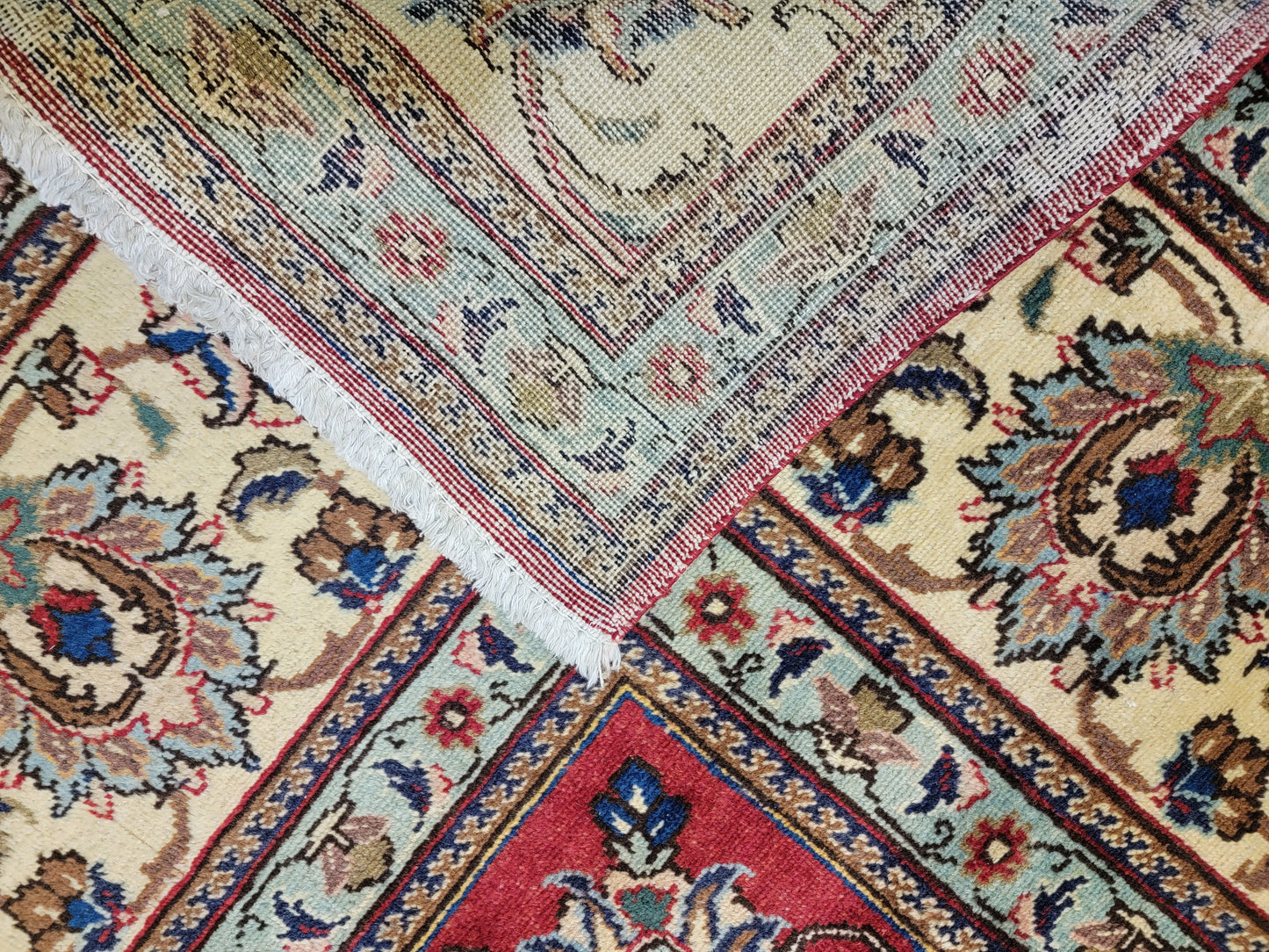 Hand-Knotted Wool Rug Tabriz allover Design 9'6" x 13'