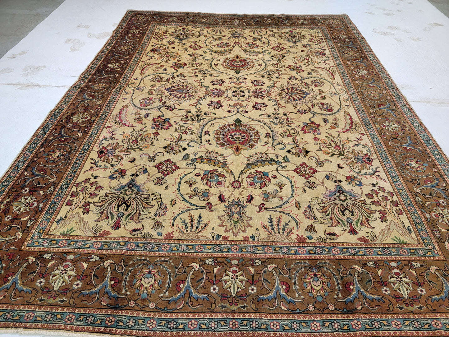 Hand-Knotted Wool Rug Tabriz Allover design 10' x 13'4"