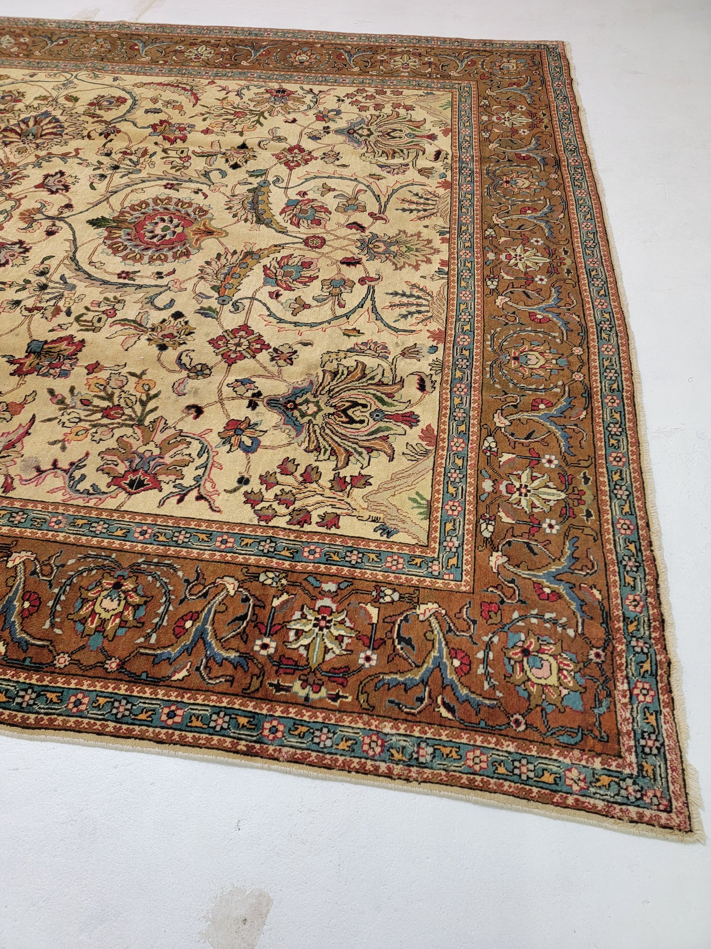 Hand-Knotted Wool Rug Tabriz Allover design 10' x 13'4"