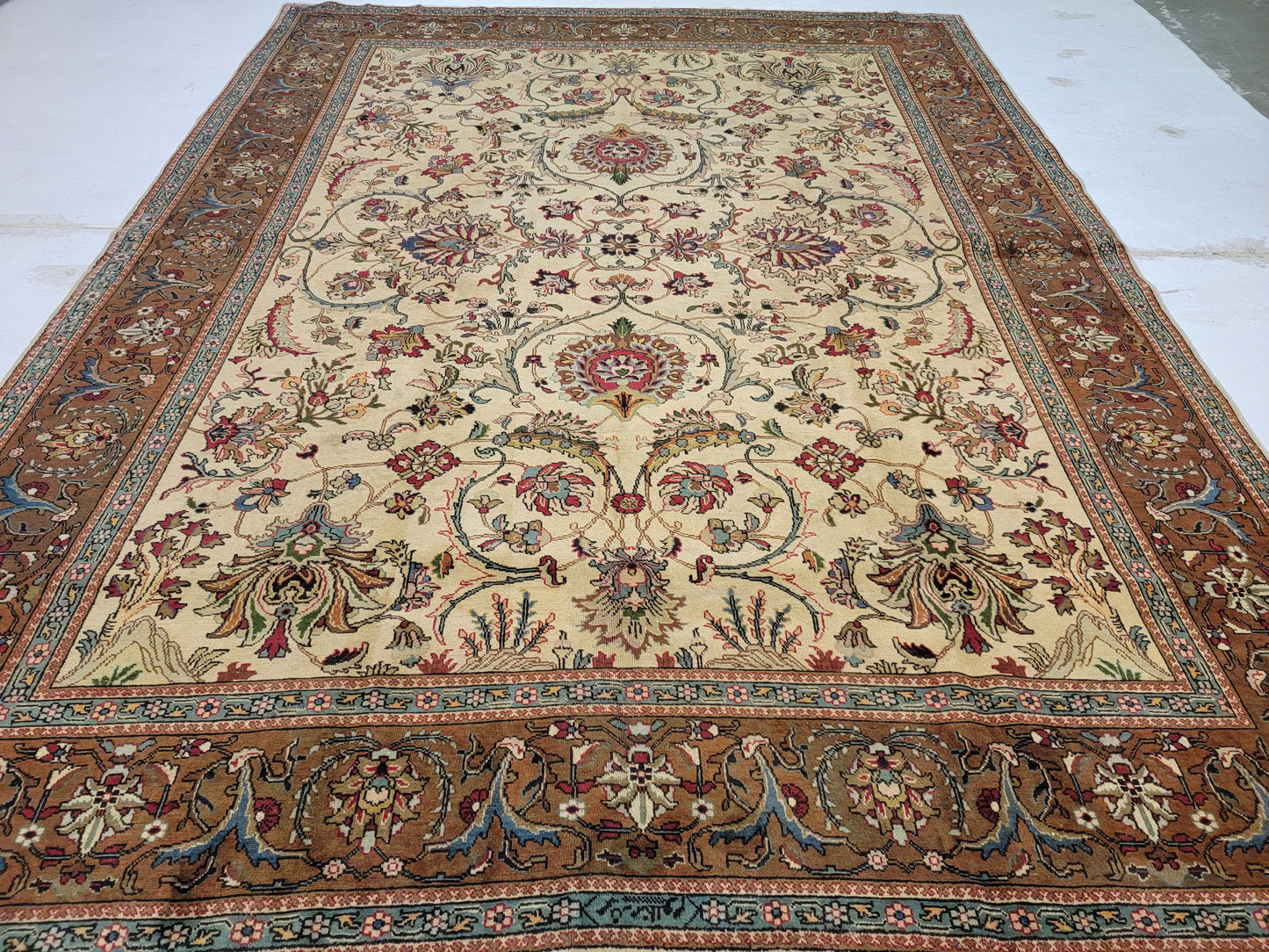 Hand-Knotted Wool Rug Tabriz Allover design 10' x 13'4"