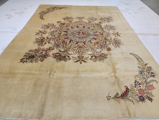 Hand-Knotted Wool Rug Persian Tabriz Open field medallion 9'3" x 12'8"