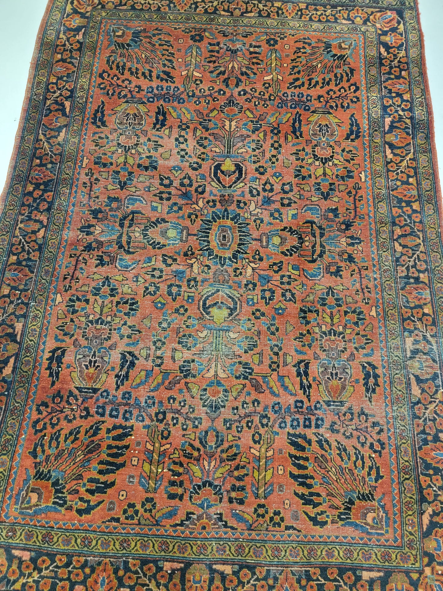 Hand-Knotted Wool Rug Persian Sarouk 4'4" x 6'6"