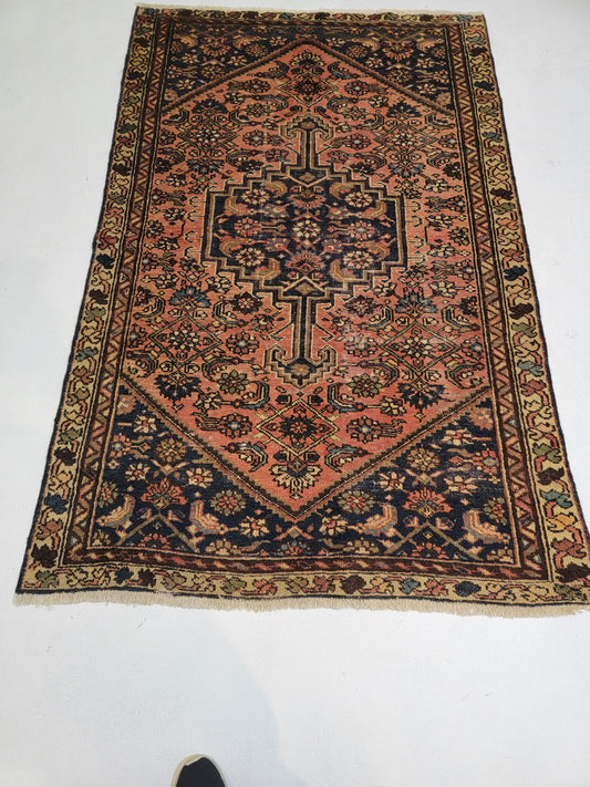 Hand-Knotted Wool Rug Kurdish Malayer 3'11" x 6'3"