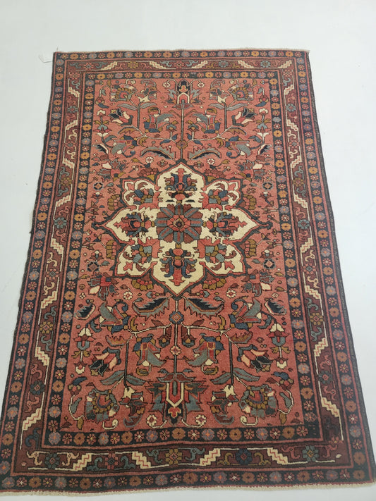 Hand-Knotted Wool Persian Heriz 4' x 6'