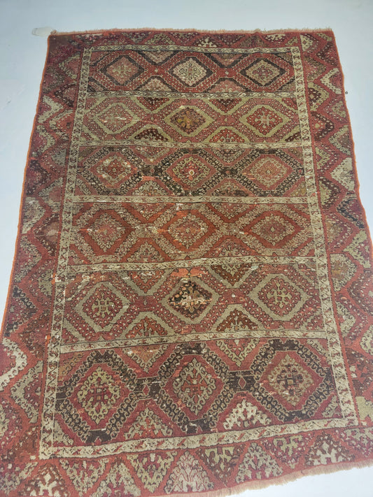 Hand-Knotted Wool Antique persian Afshar/Ferdos 4'3" x 5'10"