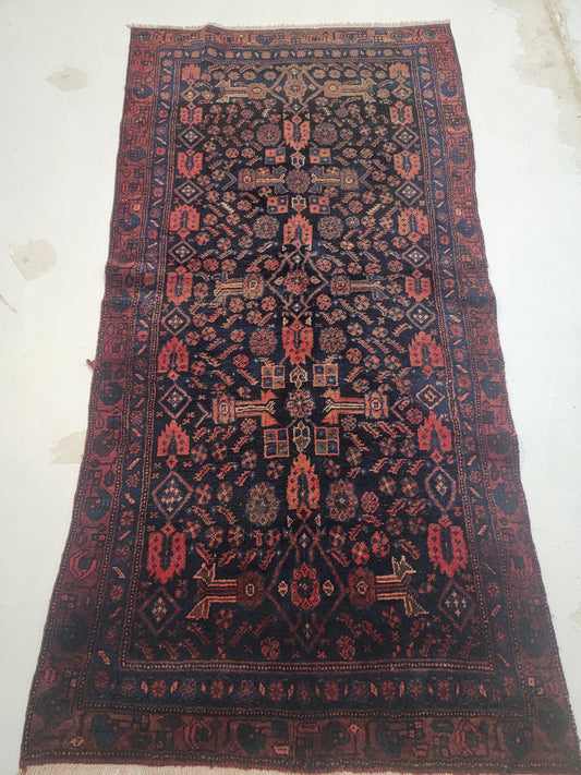 Hand-Knotted Wool Rug Kurdish 3'6" x 6'11"