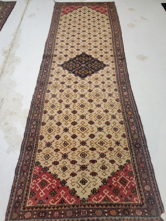 Hand-Knotted Wool Runner Hamedan 3'6" x 10'4"