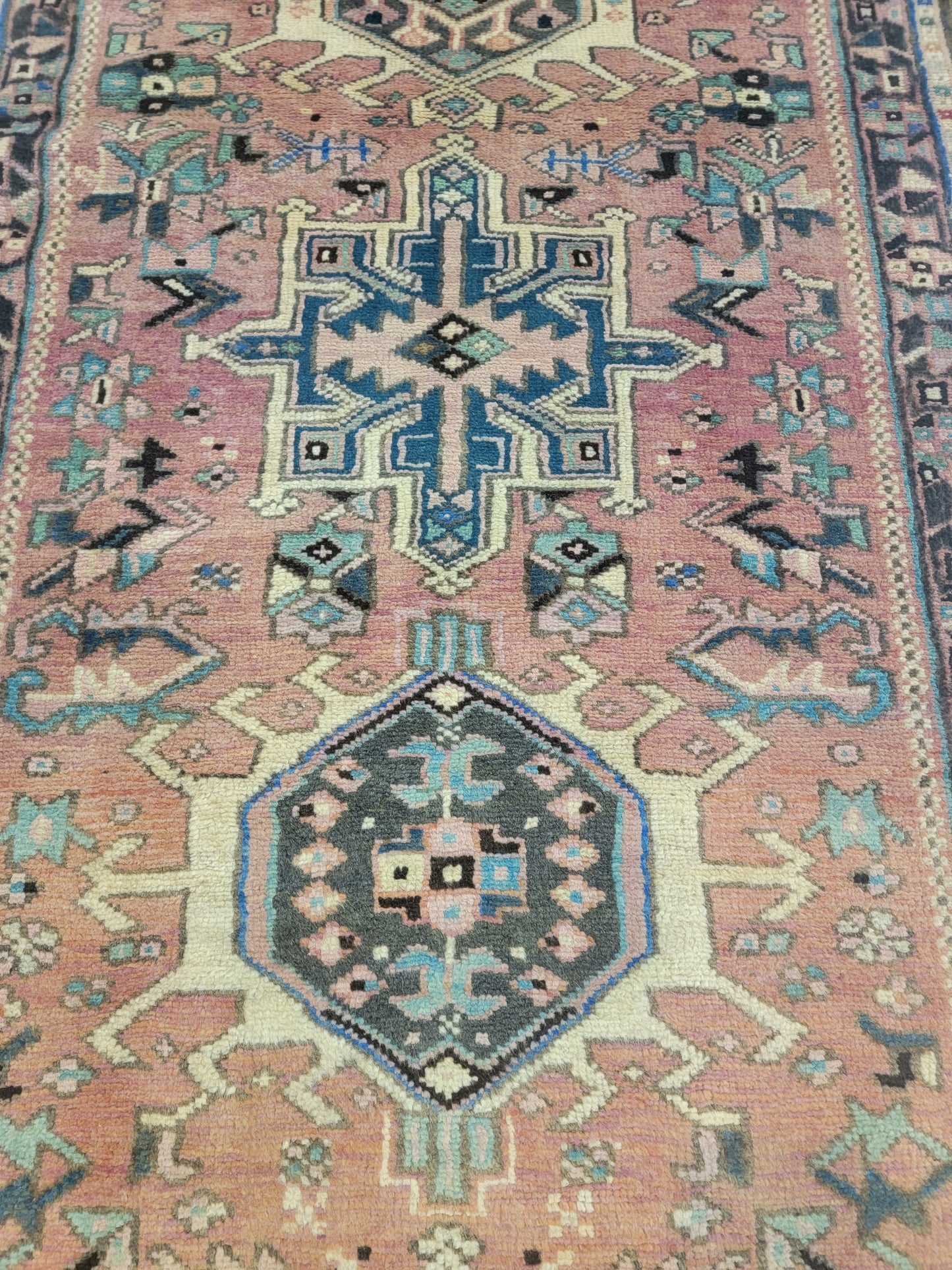 Hand-Knotted Wool Runner Heriz Karajeh 2'10" x 9'5"