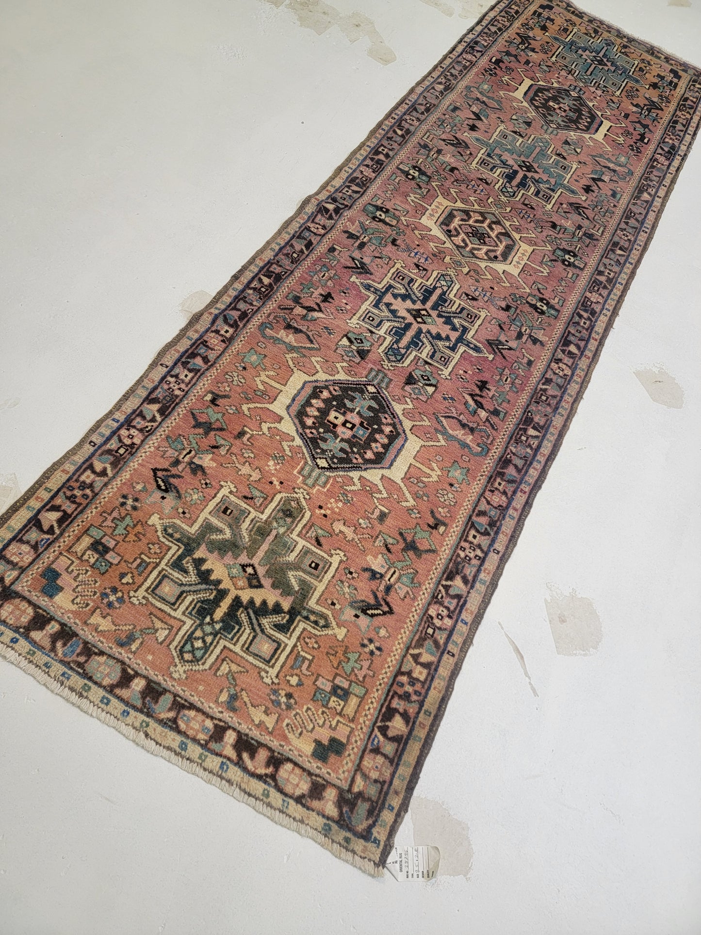 Hand-Knotted Wool Runner Heriz Karajeh 2'10" x 9'5"